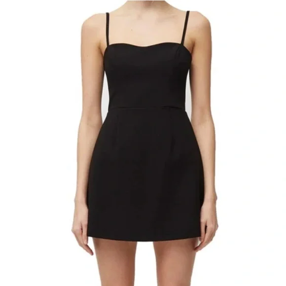 french connection black dress French Connection Sateen Pleated Midi Dress main image 1